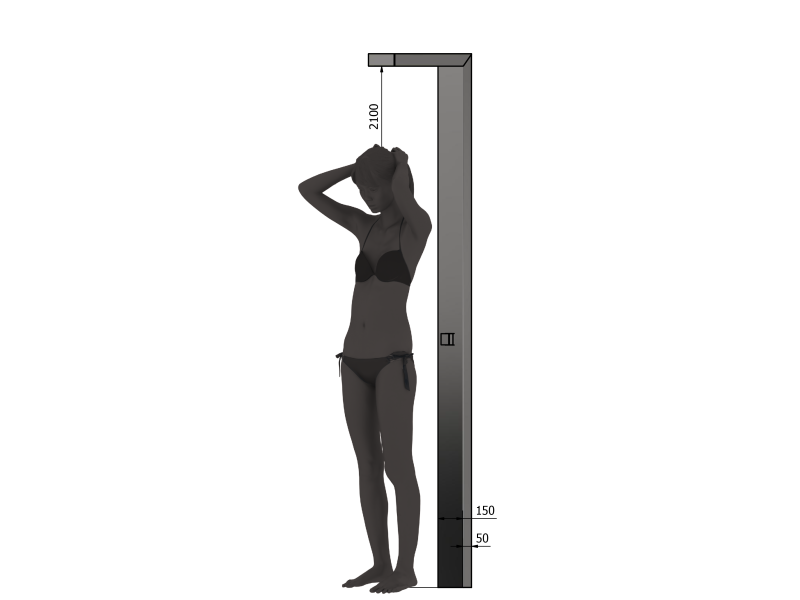 size indication: the model is 180 cm tall