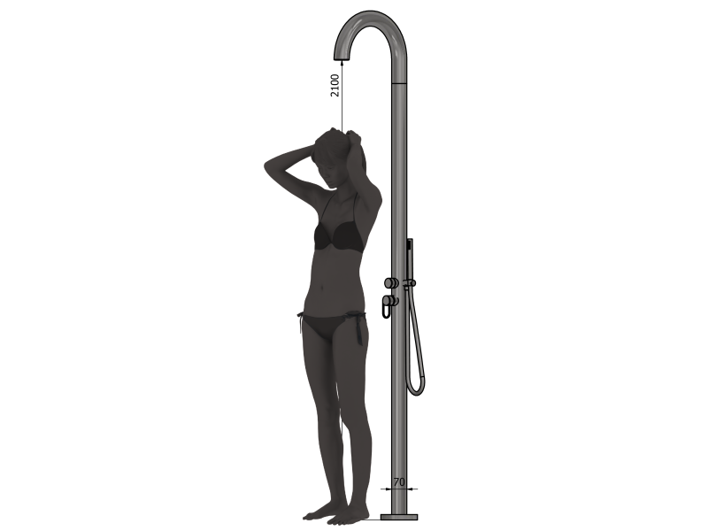 maatindicatie: het model is 180 cm lang