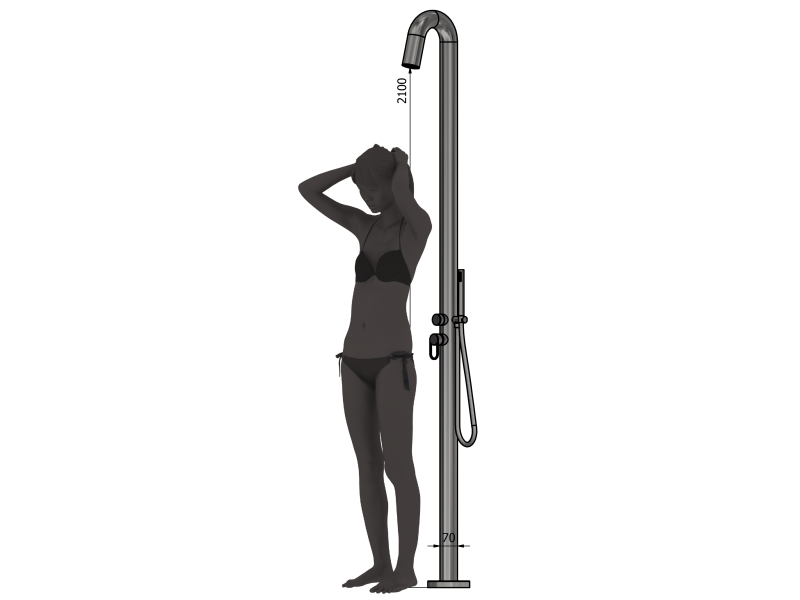 maatindicatie: het model is 180 cm lang